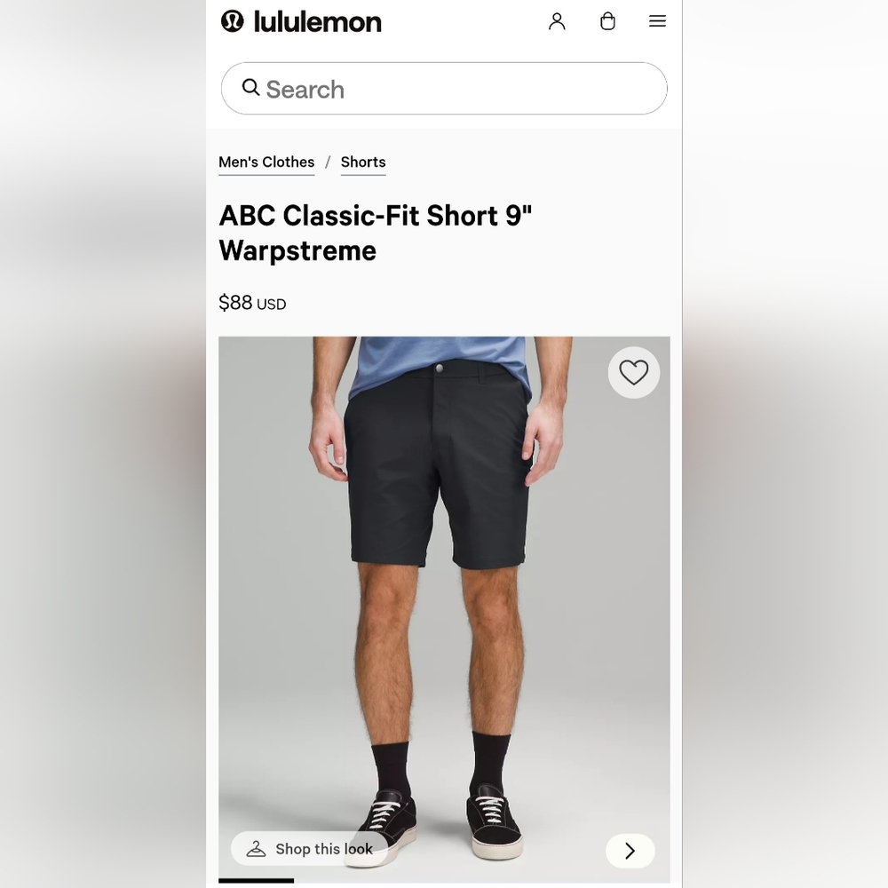 lululemon athletica Men's Black ABC Classic-Fit Shorts